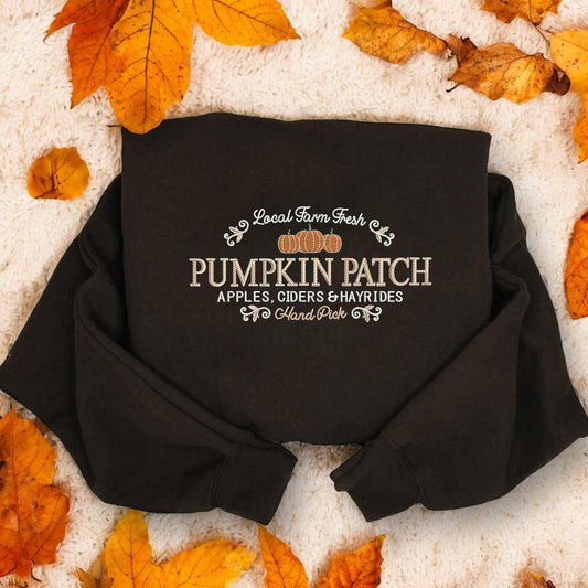 Pumpkin Patch Embroidered Sweatshirt | Womens Fall Shirt | Autumn Jumper | HP Fan Gift | Thanksgiving Sweater | Halloween Sweatshirt | Fall