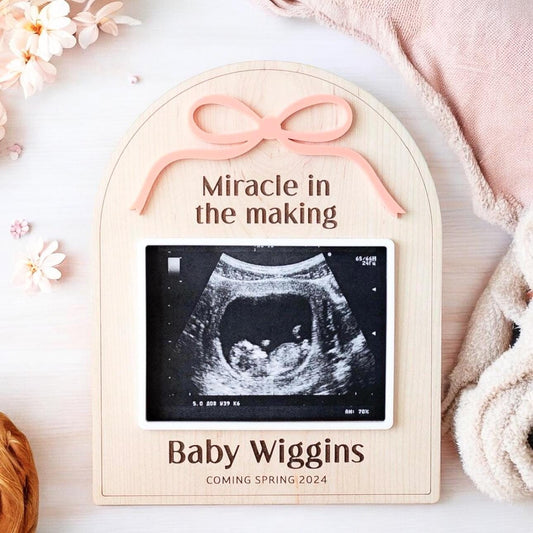 Ultrasound Frame | Pregnancy Announcement | Baby Announcement | Wooden Engraved Baby Gift | Grandma Gift | Ultrasound Scan Gift