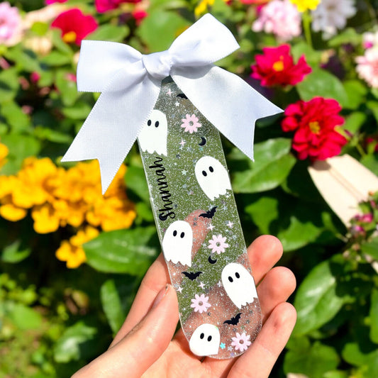 Personalised Glitter Halloween Ghost Bookmark | Book Lover Gift | Cute Bookmark with Name | Unique Gifts