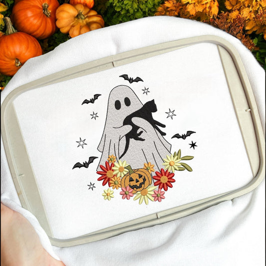 Embroidered Ghost Hoodie | Autumn Jumper | Boo Box Present | Spooky Season | Halloween Sweatshirt | Halloween Unisex Top | Autumn Clothing