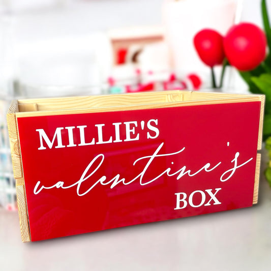 Personalised Valentines Day Crate | Date Night Gift | Valentines Day Basket | Wooden Engraved Crate | Personalised Gift | Custom Basket Tag