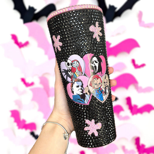 RHINESTONE SPOOKY VALENTINE 24OZ TUMBLER