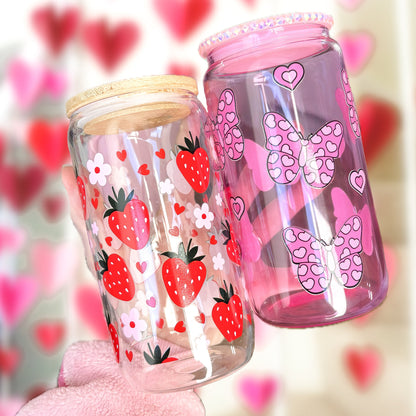 STRAWBERRY LOVE 16OZ GLASS CAN