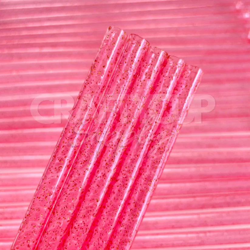 PINK GLITTER COLD CUP STRAW