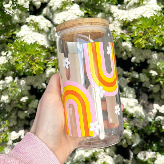 70S VINTAGE RAINBOW 16OZ GLASS CAN