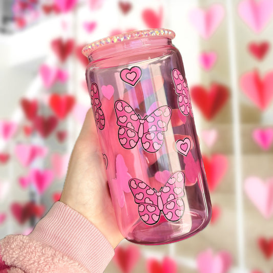 VALENTINE BUTTERFLY 16OZ JELLY GLASS CAN