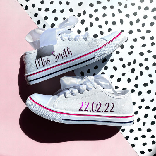 PERSONALISED BRIDE CANVAS TRAINERS